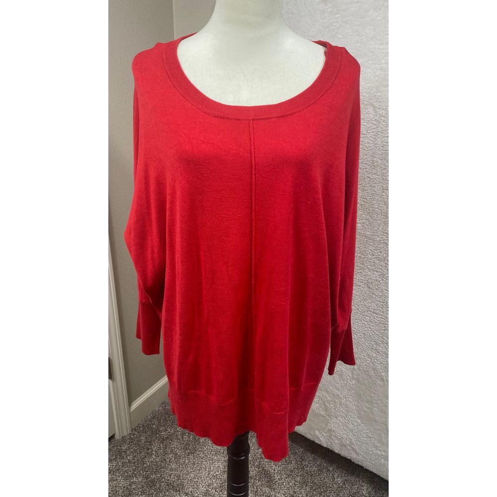 Wonderly Red Oversized Dolman Sleeve Sweater Knit‎ Pullover Top 1X